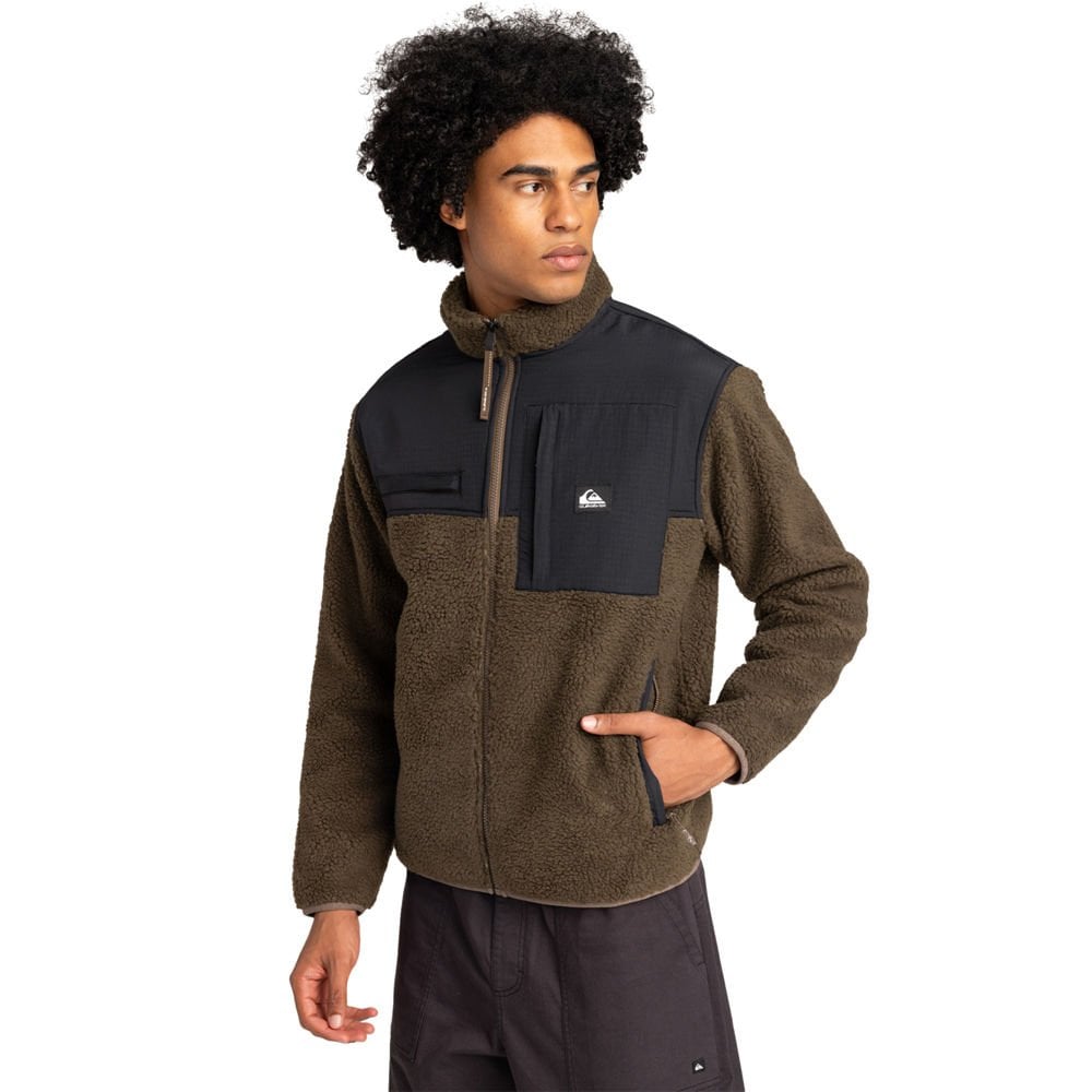 Quiksilver Shallow Water Erkek Polar Yelek L - Haki/Siyah