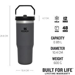 Stanley The IceFlow Flip Straw Pipetli Termos Bardak 0,89 LT 0,89 LT - Füme