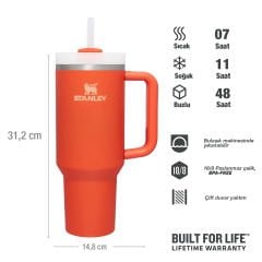 Stanley Quencher Pipetli Termos Bardak 1.18 Lt 1,18 LT - Turuncu